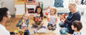 Young children and teacher being observed in class