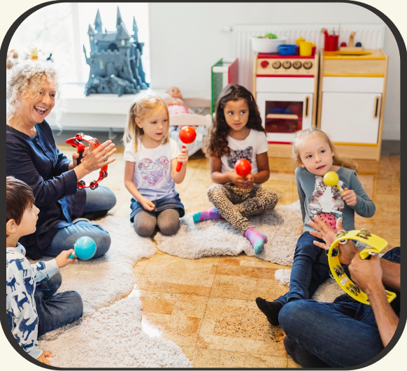 Young children and teacher being observed in class