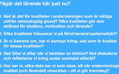 Pedagogisk ledare: Förbered nu för att under nästa läsår nå samsyn om svaren på de här frågorna på din skola
