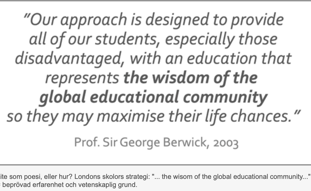 Förflyttning 1 (av 5) för svensk skola: Fokusera på “the wisdom of the global educational community” i varje klassrum